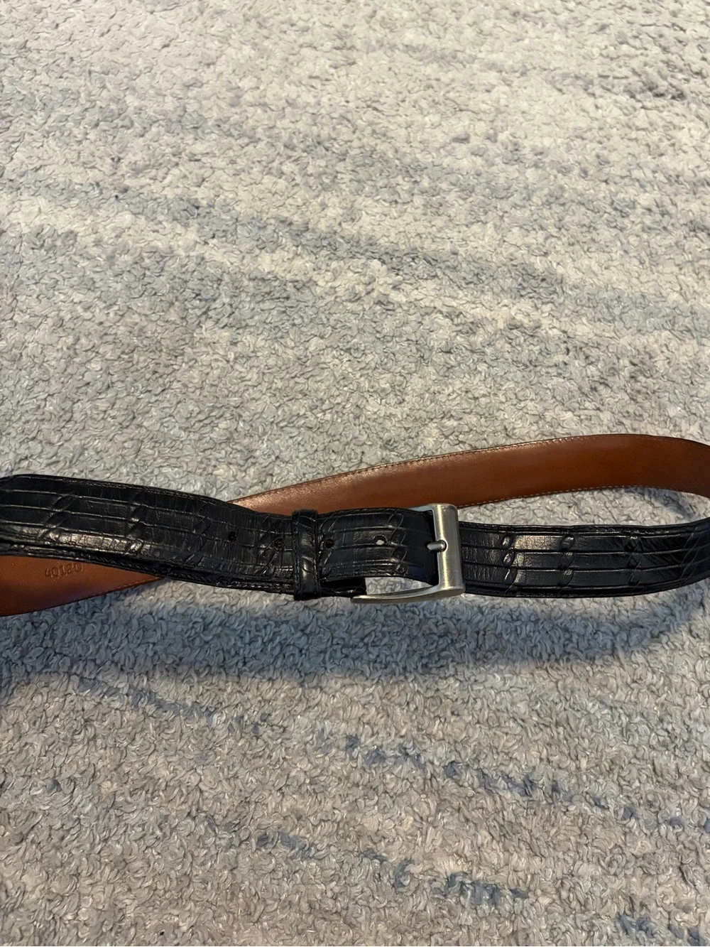 Johnston & Murphy Alligator Embossed Leather Belt Sz 38 Made in USA